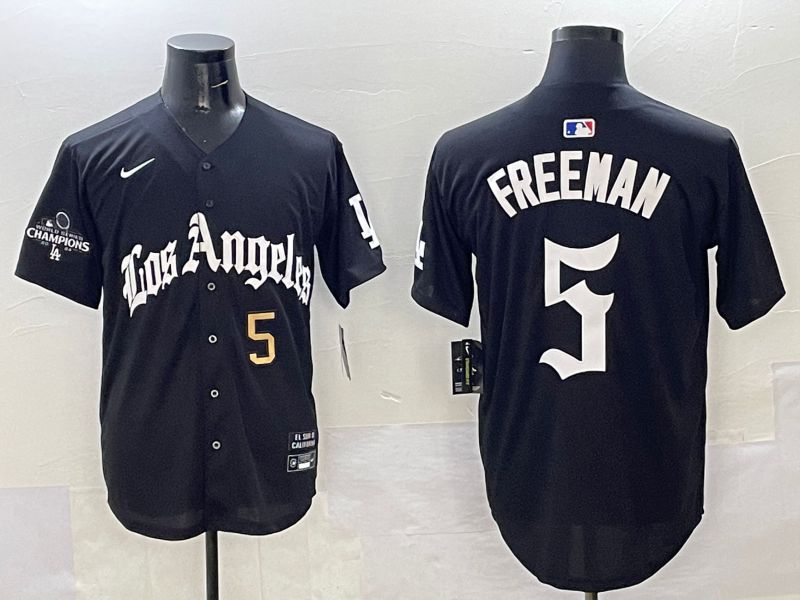 Men Los Angeles Dodgers #5 Freeman Black Five generations Joint Name 2025 Nike MLB Jersey style 35